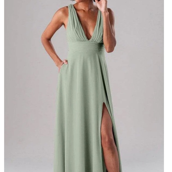 Sage Green Rose Maxi Dress - Picture 1 of 8